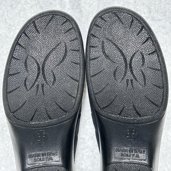 Flexus Womens Black Decca Leather 2-Strap Slide Wedge Sandals SZ EU 39 US 8.5 - Picture 9 of 12